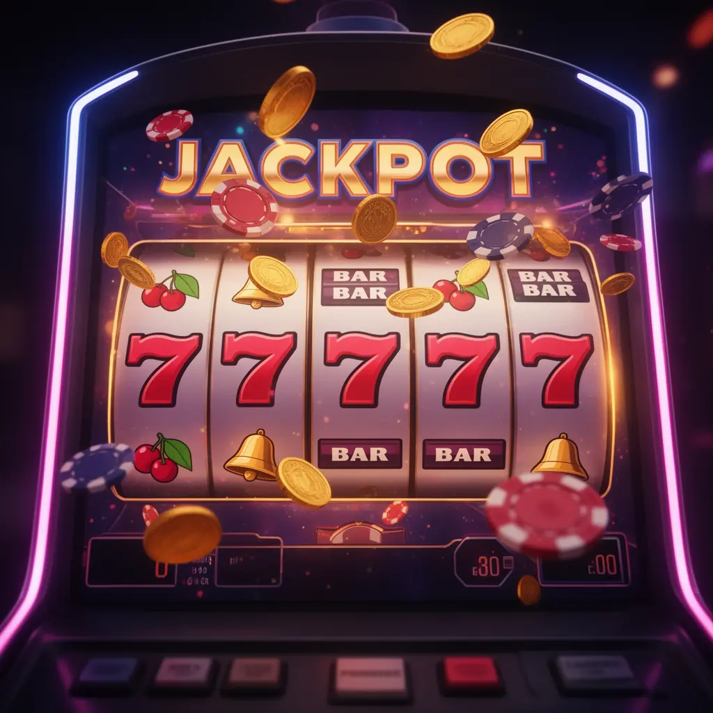 Luxury slot machine with triple seven symbols and cascading gold coins showcasing the premium slot experience available at KT688 casino in Bangladesh